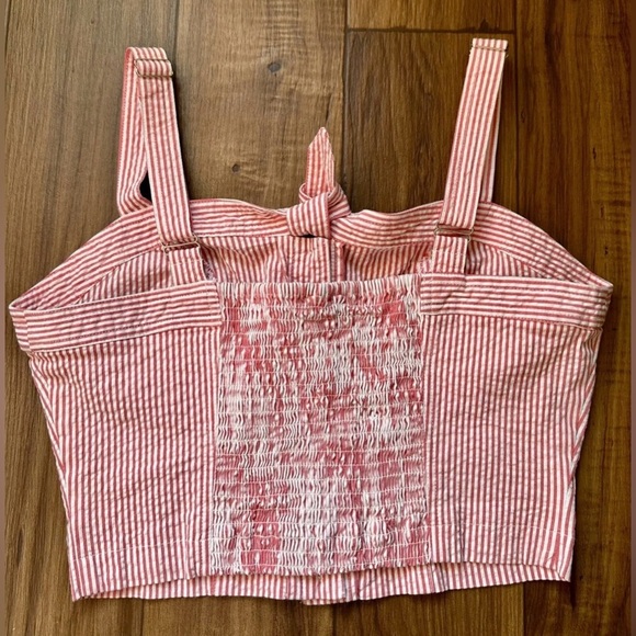 keds Taylor Swift Crop Top Women's Red Striped XL Neck Button Casual Bohemian - Picture 2 of 5